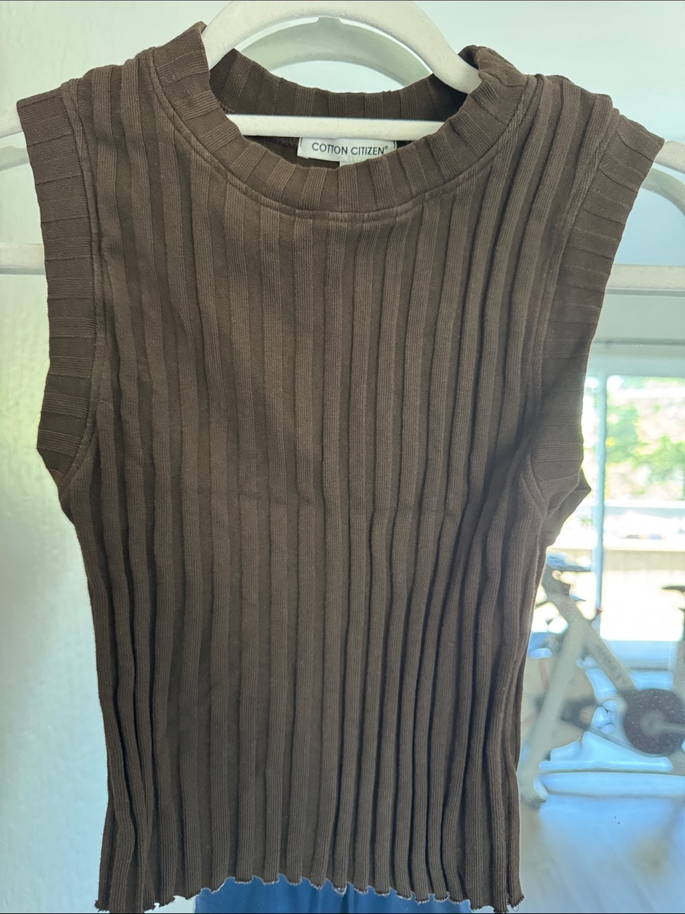 Cotton Citizen Sleeveless Ribbed Knit Tank Top - Brown